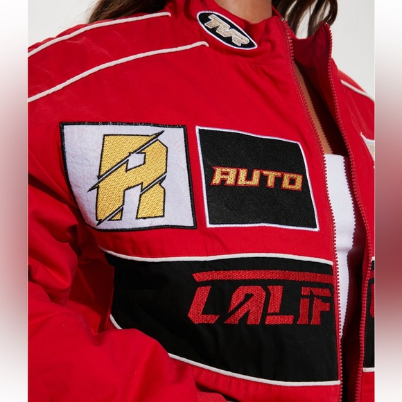 Fashion Nova Racing Cali Bomber Jacket - Red - Picture 2 of 8
